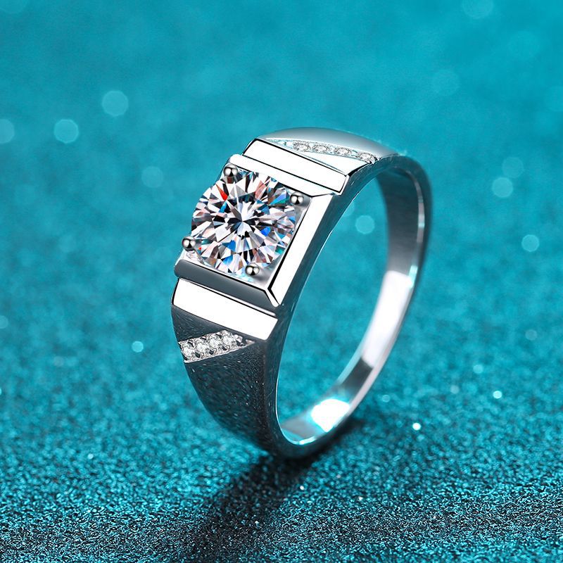Men's 925 Silver Moissanite Dominating Ring, Festive Gift